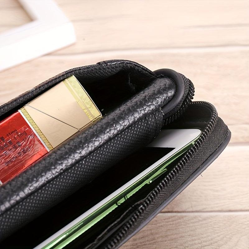 Multifunction Leather Waist Bag Large Capacity Male Wallet Coin Purse