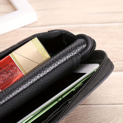 Multifunction Leather Waist Bag Large Capacity Male Wallet Coin Purse