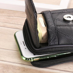 Multifunction Leather Waist Bag Large Capacity Male Wallet Coin Purse