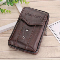 Multifunction Leather Waist Bag Large Capacity Male Wallet Coin Purse