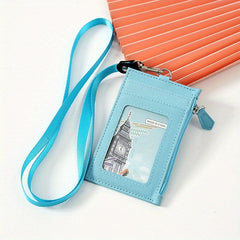 PU Leather Card Holder With Lanyard for Men