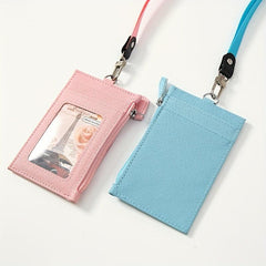 PU Leather Card Holder With Lanyard for Men