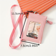 PU Leather Card Holder With Lanyard for Men