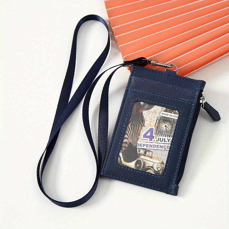 PU Leather Card Holder With Lanyard for Men