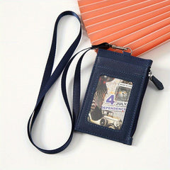 PU Leather Card Holder With Lanyard for Men