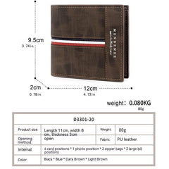 Men's Frosted Short Wallet Card Holder Large Capacity