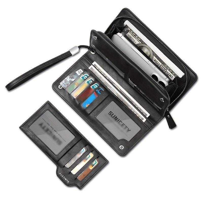 Men's RFID Blocking PU Leather Long Wallet