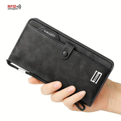 Men's RFID Blocking PU Leather Long Wallet