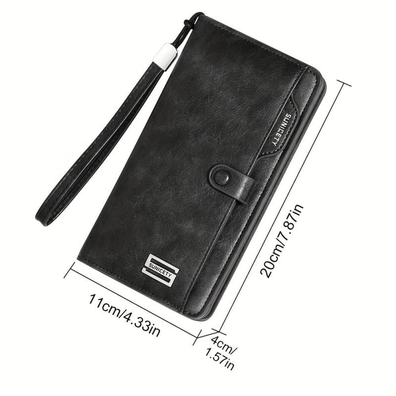 Men's RFID Blocking PU Leather Long Wallet