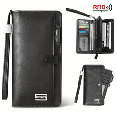 Men's RFID Blocking PU Leather Long Wallet