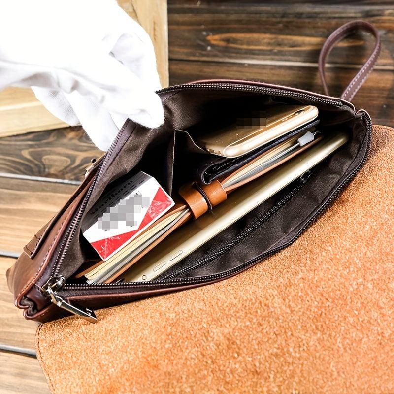 Men's Large Capacity Clutch Bag Leather Handbag Envelope Bag