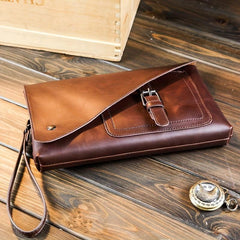 Men's Large Capacity Clutch Bag Leather Handbag Envelope Bag