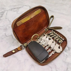 Vintage Distressed Leather Key Bag Car Key Holder