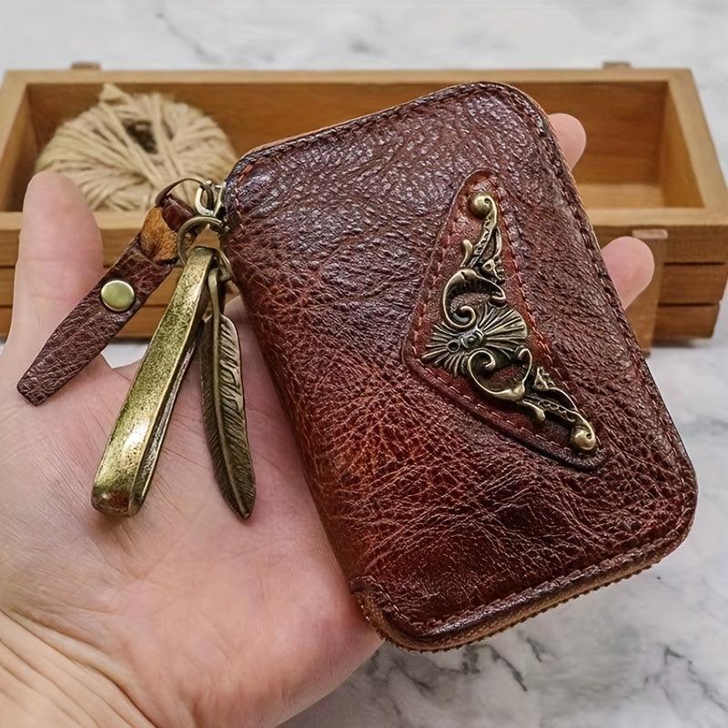 Vintage Distressed Leather Key Bag Car Key Holder