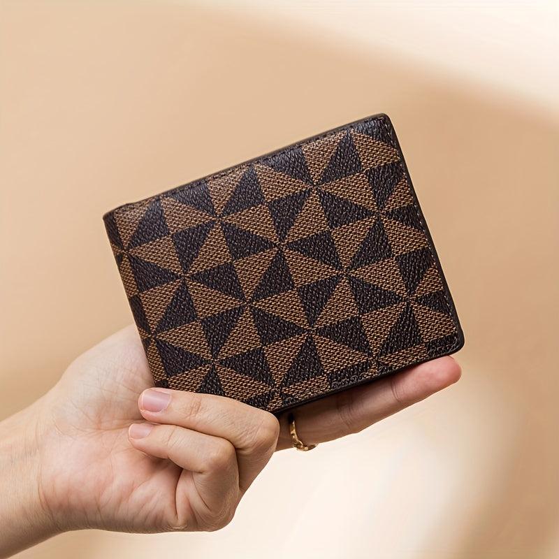 Men's Plaid Leather Short Wallet Money Clip Card Holder Coin Purse