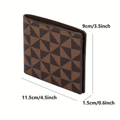 Men's Plaid Leather Short Wallet Money Clip Card Holder Coin Purse