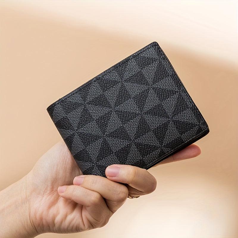 Men's Plaid Leather Short Wallet Money Clip Card Holder Coin Purse