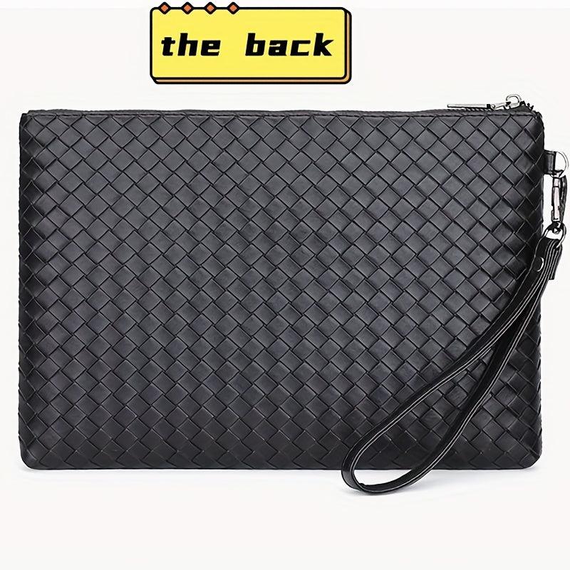 Men's PU Braided Pattern Wrist Bag Envelope Wallet