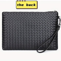 Men's PU Braided Pattern Wrist Bag Envelope Wallet