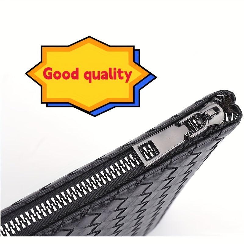 Men's PU Braided Pattern Wrist Bag Envelope Wallet