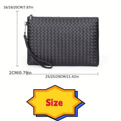 Men's PU Braided Pattern Wrist Bag Envelope Wallet
