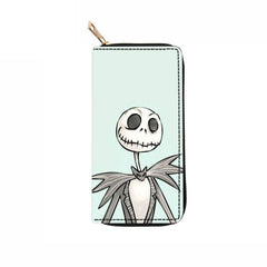 Men's Skeleton Pattern Long Wallet Vintage Leather Zipper Coin Purse Card Holder