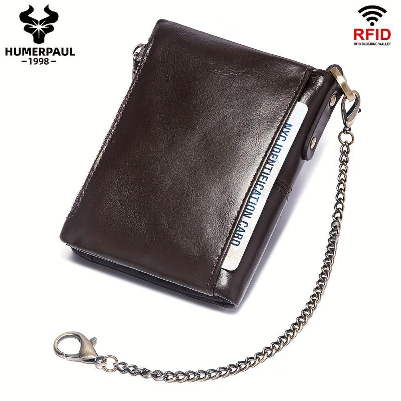 High RFID Blocking Leather Wallet with Coin Pocket for Men