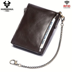 High RFID Blocking Leather Wallet with Coin Pocket for Men