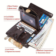 High RFID Blocking Leather Wallet with Coin Pocket for Men
