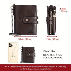 High RFID Blocking Leather Wallet with Coin Pocket for Men