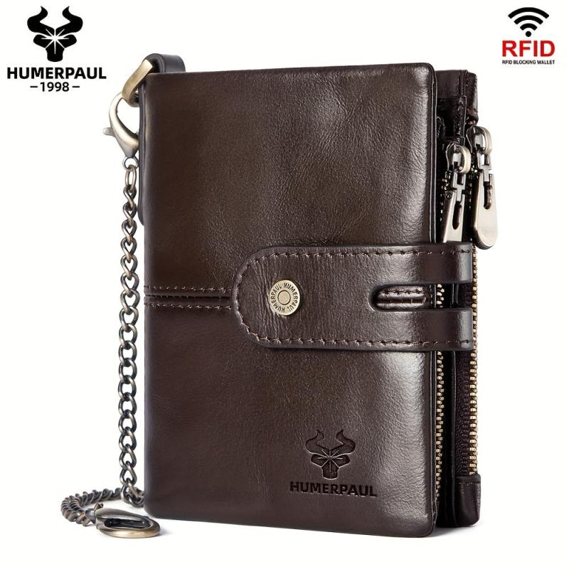High RFID Blocking Leather Wallet with Coin Pocket for Men