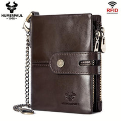 High RFID Blocking Leather Wallet with Coin Pocket for Men