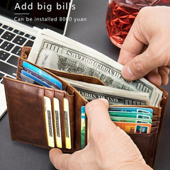 Men's Leather Wallet Large Capacity Credit Card Holder Vintage Thickened