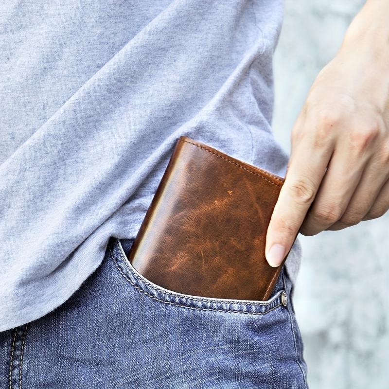 Men's Leather Wallet Large Capacity Credit Card Holder Vintage Thickened