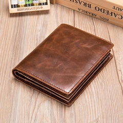 Men's Leather Wallet Large Capacity Credit Card Holder Vintage Thickened