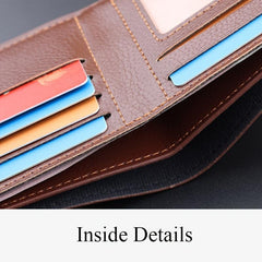 Men's Leather Short Wallet Money Clip Stitching Card Holder