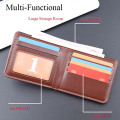 Men's Leather Short Wallet Money Clip Stitching Card Holder