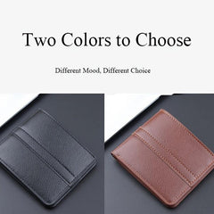 Men's Leather Short Wallet Money Clip Stitching Card Holder