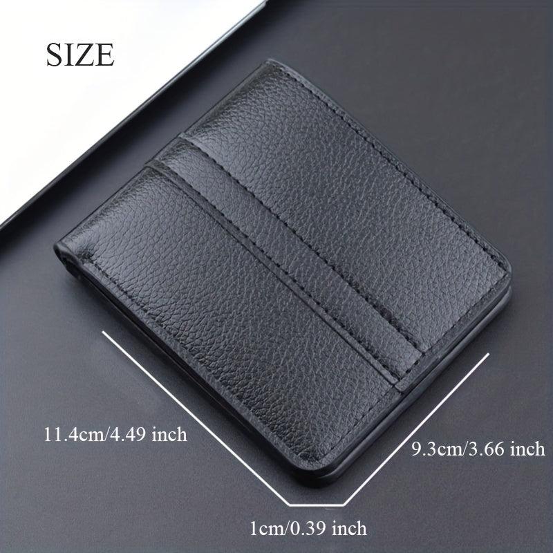 Men's Leather Short Wallet Money Clip Stitching Card Holder