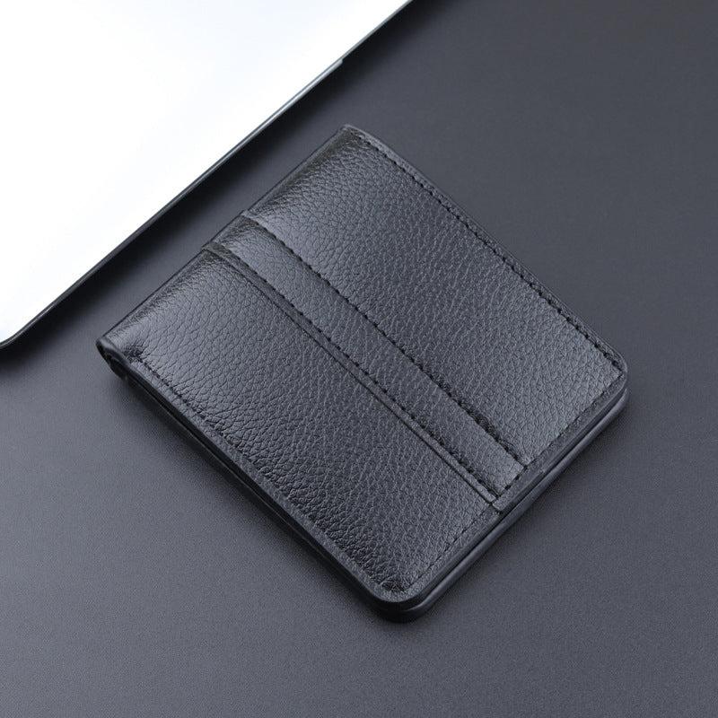 Men's Leather Short Wallet Money Clip Stitching Card Holder