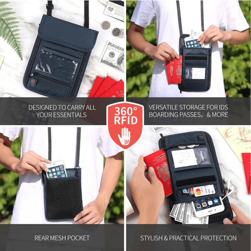 Men's RFID Neck Wallet Coin Purse