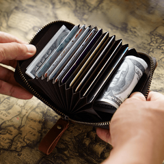 RFID Blocking Men's Vintage Leather Wallet Card Holder