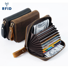 RFID Blocking Men's Vintage Leather Wallet Card Holder