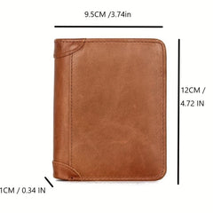 Men's Vintage Leather Wallet with Card Slots Large Capacity