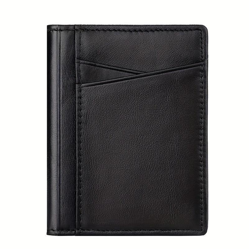 Men's Leather Card Holder with Multiple Card Slots and ID Holder