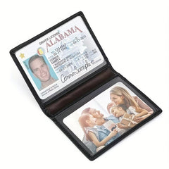 Men's Leather Card Holder with Multiple Card Slots and ID Holder