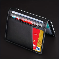 Men's Leather Card Holder with Multiple Card Slots and ID Holder