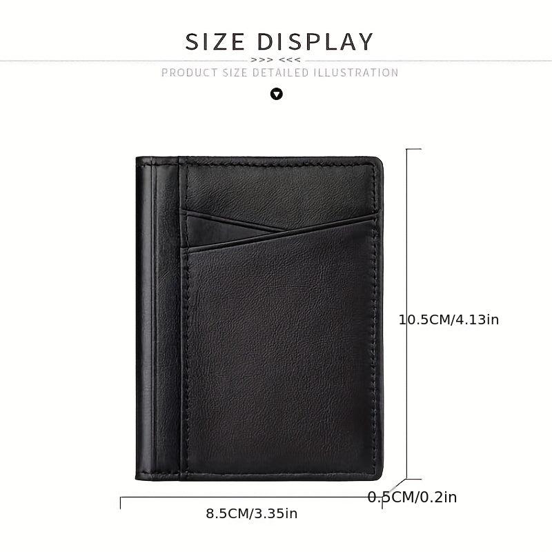 Men's Leather Card Holder with Multiple Card Slots and ID Holder