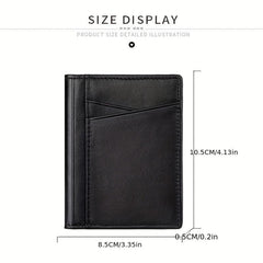 Men's Leather Card Holder with Multiple Card Slots and ID Holder