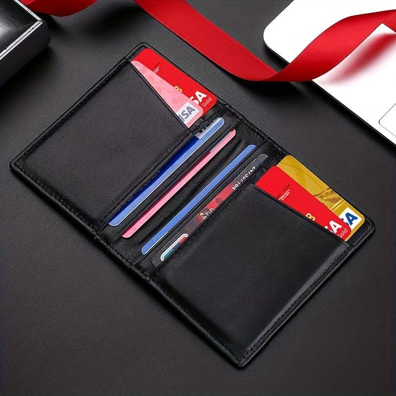Men's Leather Card Holder with Multiple Card Slots and ID Holder